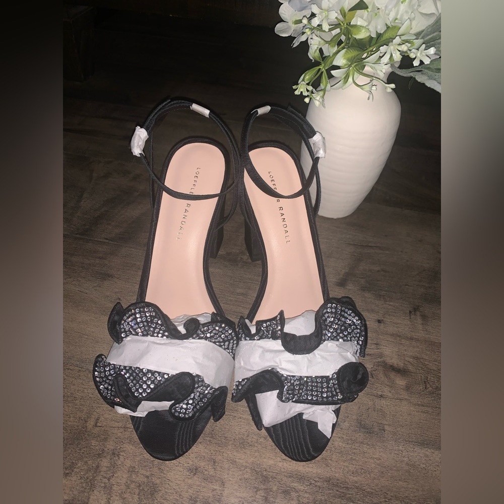 NIB LOEFFLER RANDALL SAVANNAH RHINESTONE RUFFLE HEEL - Picture 5 of 12
